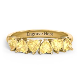 6 Heart Birthstone Ring in 18K Gold Plated Silver with Citrine