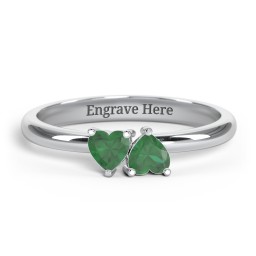 2 Heart Birthstone Ring