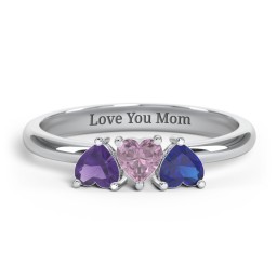 2 to 6 Heart Birthstone Ring