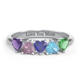 2 to 6 Heart Birthstone Ring