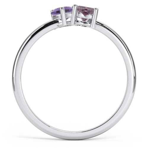 2 Heart Birthstone Ring