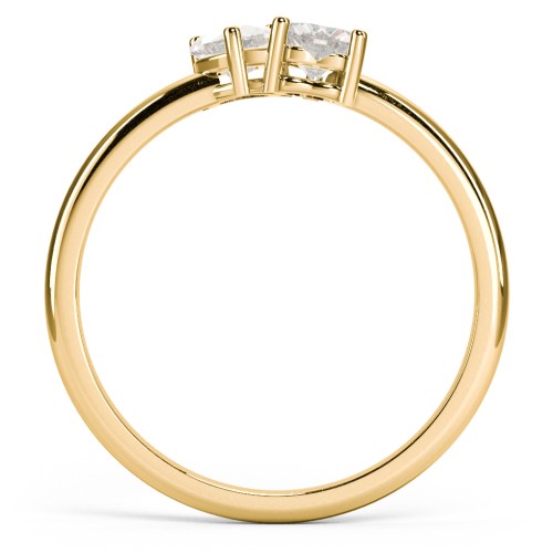 2 Heart Birthstone Ring – 18K Gold Plated Silver with Cubic Zirconia