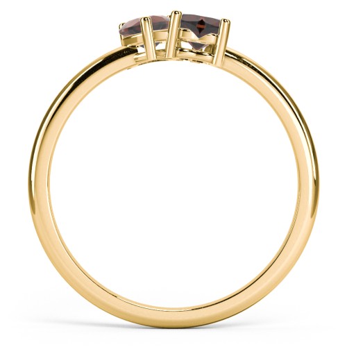 2 Heart Birthstone Ring – 18K Gold Plated Silver with Garnet