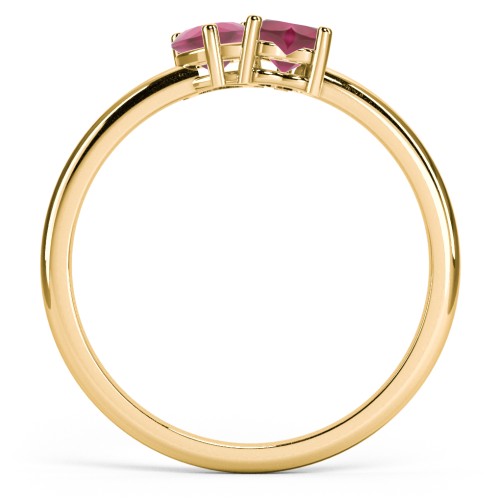 2 Heart Birthstone Ring – 18K Gold Plated Silver with Ruby