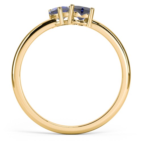 2 Heart Birthstone Ring – 18K Gold Plated Silver with Blue Sapphire