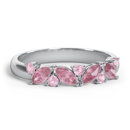 4 Marquise Birthstone Ring with Round Accents