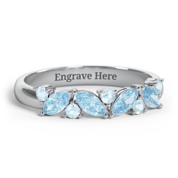 4 Marquise Birthstone Ring with Round Accents