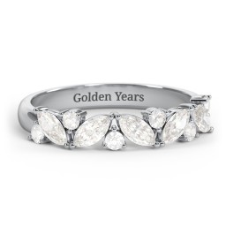 5 Marquise Birthstone Ring with Round Accents
