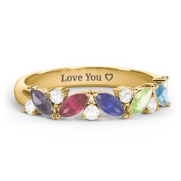 5 Marquise Birthstone Ring with Round Accents