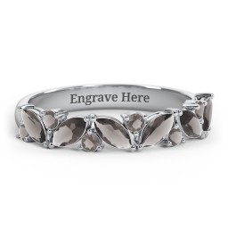 6 Marquise Birthstone Ring with Round Accents