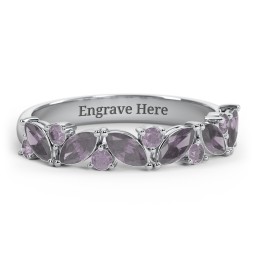 6 Marquise Birthstone Ring with Round Accents