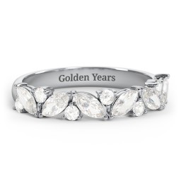 6 Marquise Birthstone Ring with Round Accents
