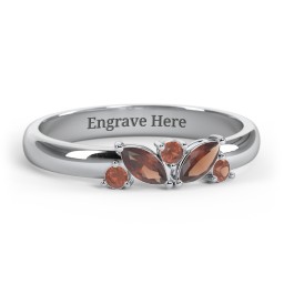 2 Marquise Birthstone Ring with Round Accents