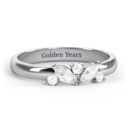 2 Marquise Birthstone Ring with Round Accents