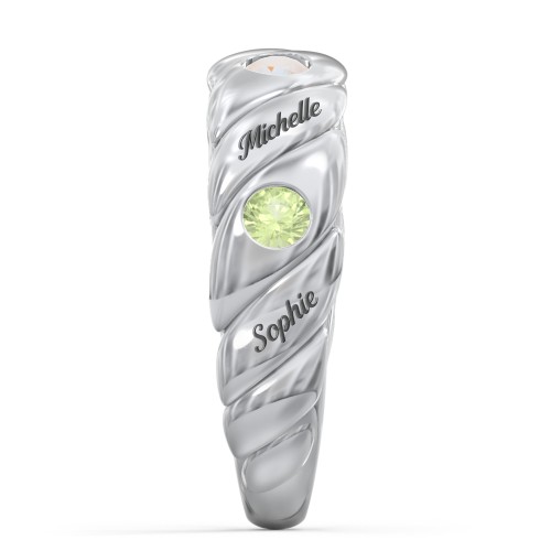 4 Birthstone Flat Twisted Croissant Ring
