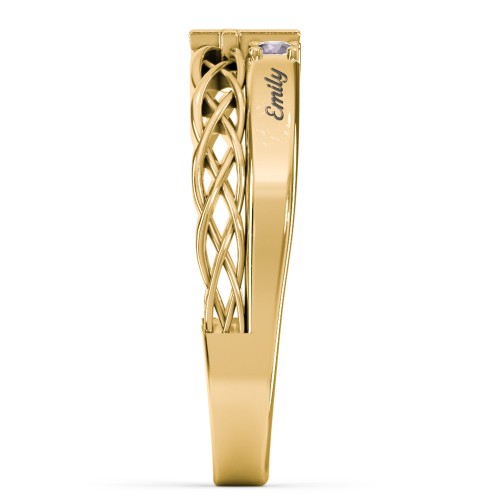 Women’s Cross Ring with Round Gemstones – 18K Gold Plated Silver with Alexandrite