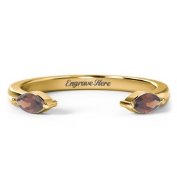 Marquise Birthstone Open Cuff Ring in 18K Gold Plated Silver with Garnet