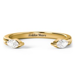 Marquise Birthstone Open Cuff Ring in 18K Gold Plated Silver with Cubic Zirconia