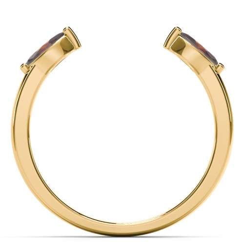 Marquise Birthstone Open Cuff Ring – 18K Gold Plated Silver with Garnet