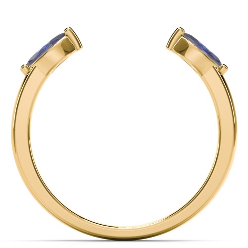 Marquise Birthstone Open Cuff Ring – 18K Gold Plated Silver with Blue Sapphire
