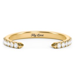 Pavé Birthstone Open Cuff Ring in 18K Gold Plated Silver with Diamond