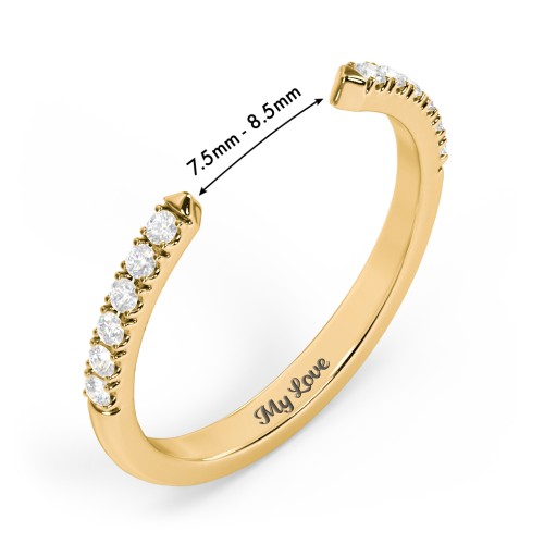 Pavé Birthstone Open Cuff Ring – 18K Gold Plated Silver with Diamond
