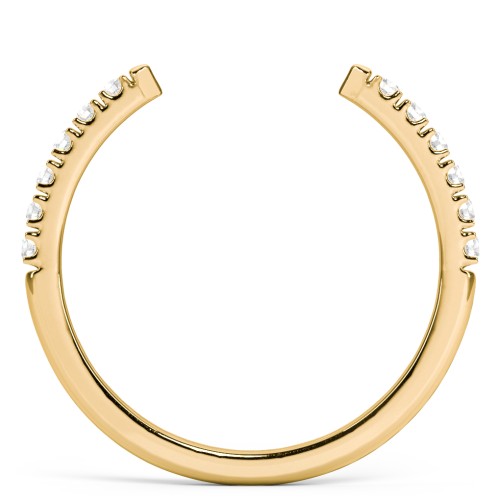 Pavé Birthstone Open Cuff Ring – 18K Gold Plated Silver with Diamond