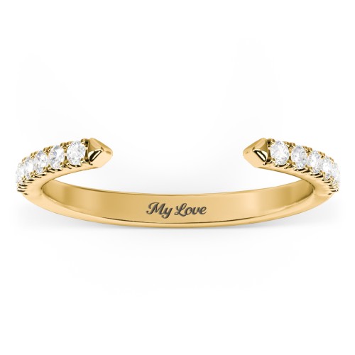 Pavé Birthstone Open Cuff Ring – 18K Gold Plated Silver with Diamond