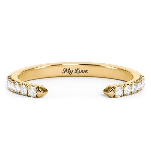 Pavé Birthstone Open Cuff Ring – 18K Gold Plated Silver with Diamond