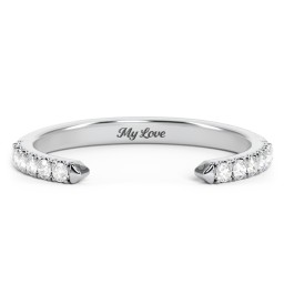 Pavé Birthstone Open Cuff Ring in 925 Sterling Silver with White Premium Zirconia
