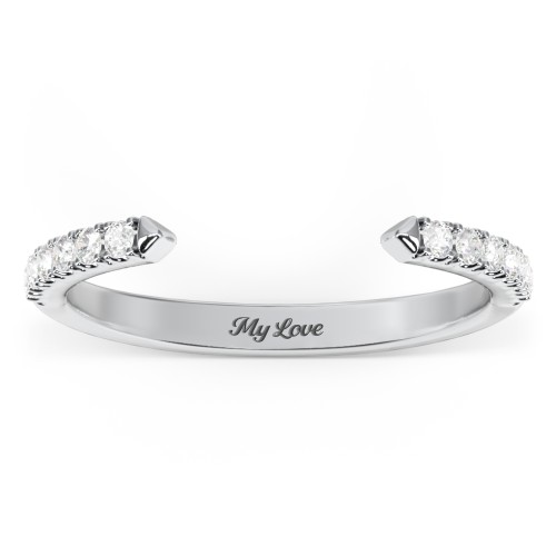 Pavé Birthstone Open Cuff Ring – Sterling Silver with White Premium Zirconia