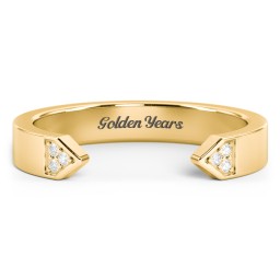 Geometric Birthstone Open Cuff Ring in 18K Gold Plated Silver with White Premium Zirconia