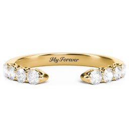 Round Birthstone Open Cuff Ring in 10K Solid Yellow Gold with Diamond