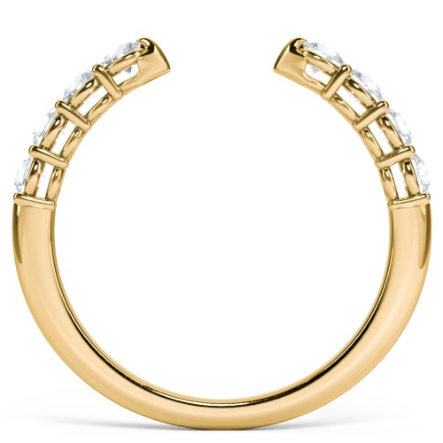 Round Birthstone Open Cuff Ring – 10K Yellow Gold with Aquamarine