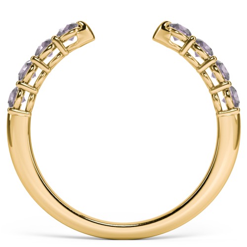 Round Birthstone Open Cuff Ring – 10K Yellow Gold with Alexandrite