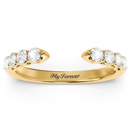 Round Birthstone Open Cuff Ring – 10K Yellow Gold with Diamond