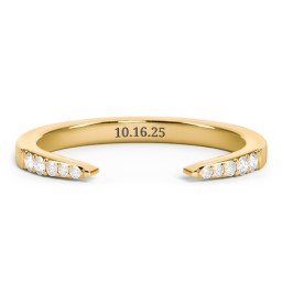 Tapered Accent Open Cuff Ring in 18K Gold Plated Silver with Diamond