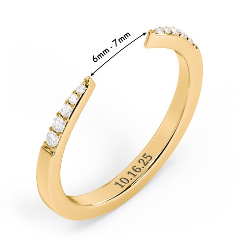 Tapered Accent Open Cuff Ring – 18K Gold Plated Silver with White Premium Zirconia