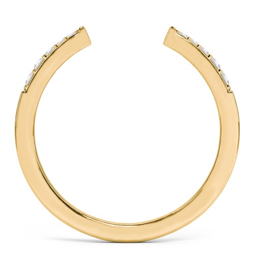 Tapered Accent Open Cuff Ring – 18K Gold Plated Silver with White Premium Zirconia