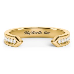 Wide Pavé Open Cuff Ring in 18K Gold Plated Silver with Diamond