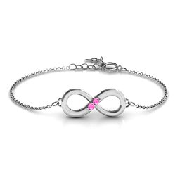 "Twosome" Infinity Bracelet in 925 Sterling Silver with Pink Tourmaline