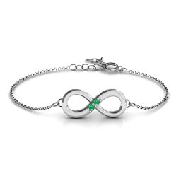 "Twosome" Infinity Bracelet in 925 Sterling Silver with Emerald