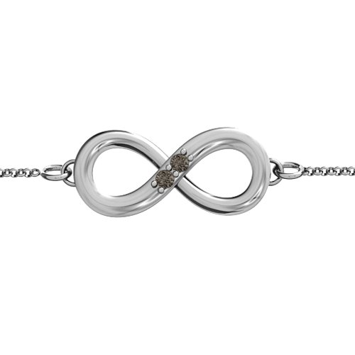 "Twosome" Infinity Bracelet – Sterling Silver with Smokey Quartz