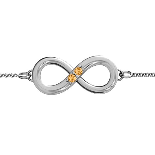 "Twosome" Infinity Bracelet – Sterling Silver with Citrine