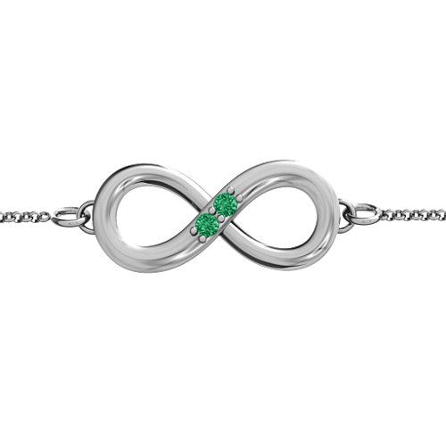 "Twosome" Infinity Bracelet – Sterling Silver with Emerald