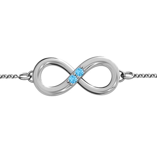 "Twosome" Infinity Bracelet – Sterling Silver with Blue Topaz