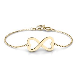Double Heart Infinity Bracelet in 18K Gold Plated Silver
