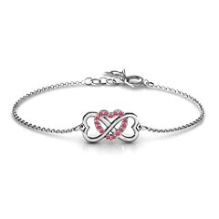 Triple Heart Infinity Bracelet – 18K Gold Plated Silver with Red Premium Zirconia