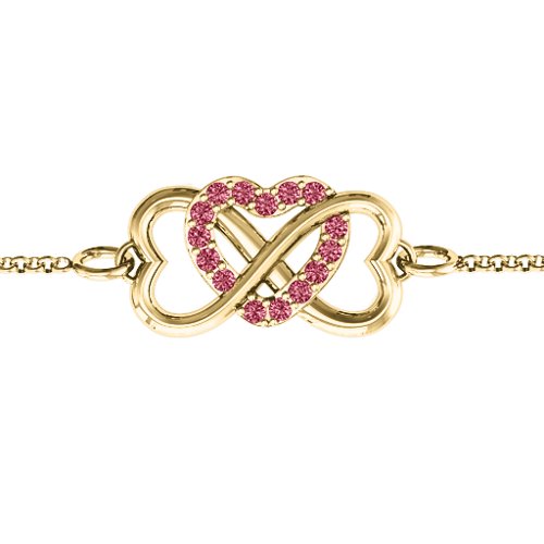 Triple Heart Infinity Bracelet – 18K Gold Plated Silver with Red Premium Zirconia