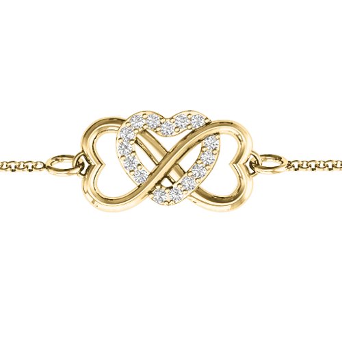 Triple Heart Infinity Bracelet – 18K Gold Plated Silver with White Premium Zirconia